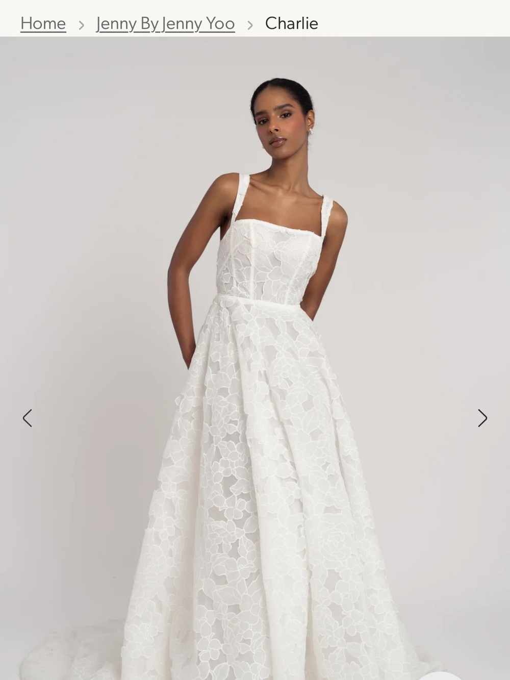Charlies White Lace Square-Neck Wedding Gown